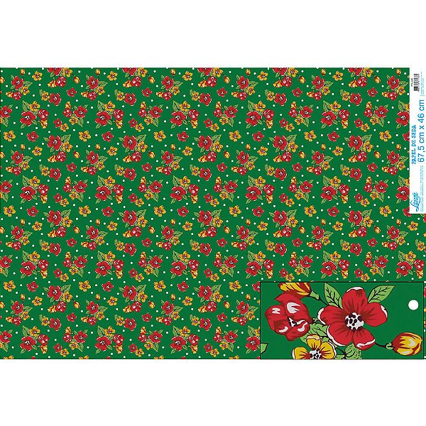 Papel De Seda - PSL048 - Chita Fundo verde