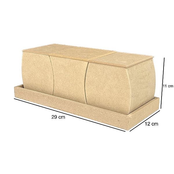 Trio De Potes Com Bandeja 29x12x11 - R2411