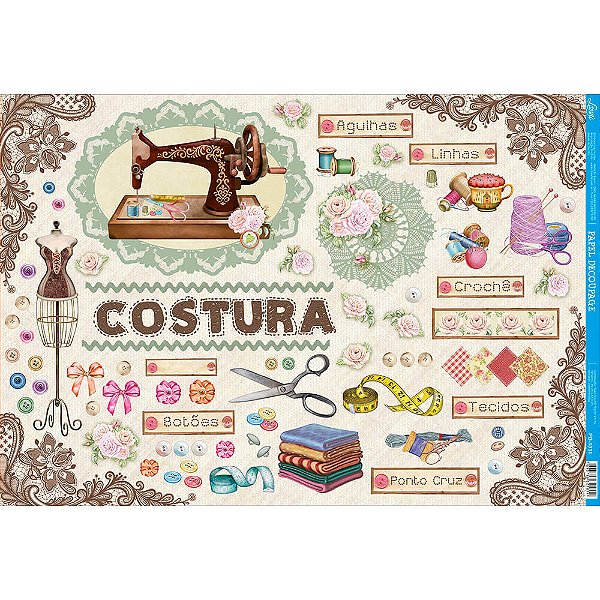 Papel para Decoupage – Costura II - 49x34cm - PD-1031