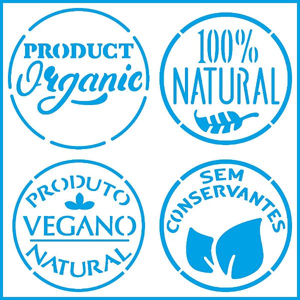 Stencil Litoarte - ST-X-412 - Selos Veganos - 10x10cm