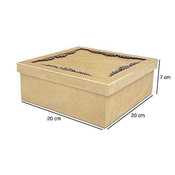 Caixa em MDF tampa de sapato com arabesco a laser R2315