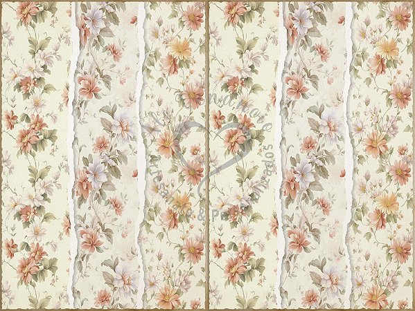 Papel De Seda - ES16 - Coleção Estamparia Floral 40x30cm