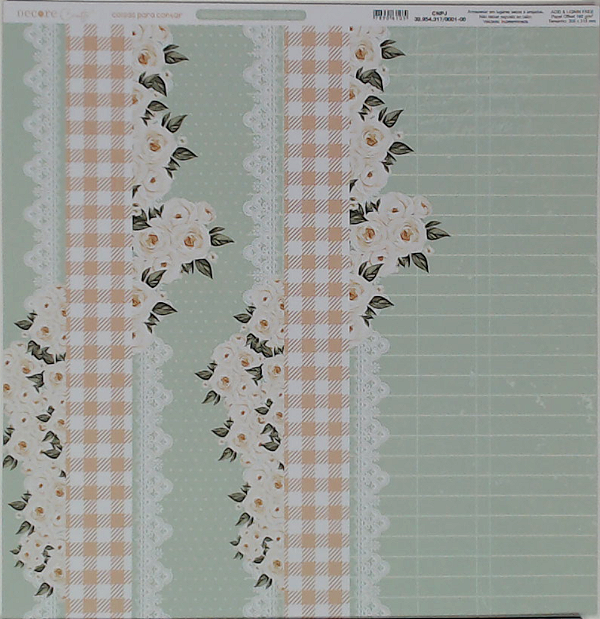 Papel de Scrap Dupla Face -0806- Coisas Pra Contar - Básico renda e Pautas