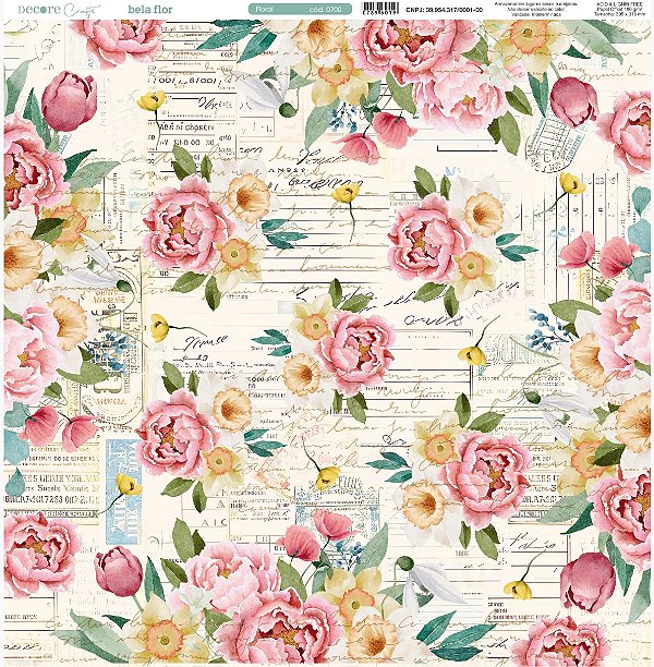 Bloco Papel de Scrap Dupla Face -0700- Bela Flor -  Vintage Balão