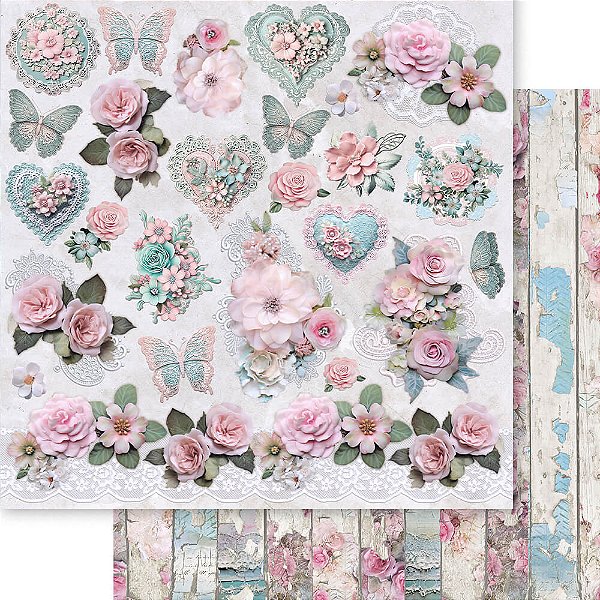 Papel para Scrapbook - SD-1390 - Chabby Chic Jardim