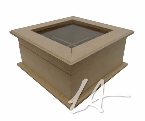 Caixa de Cha em MDF com vidro e 4 divisões R86
