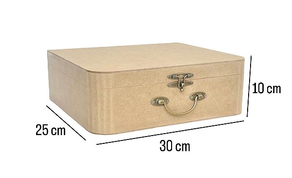 Caixa de MDF Mini Maleta G alça de metal - R865- 30x25x10