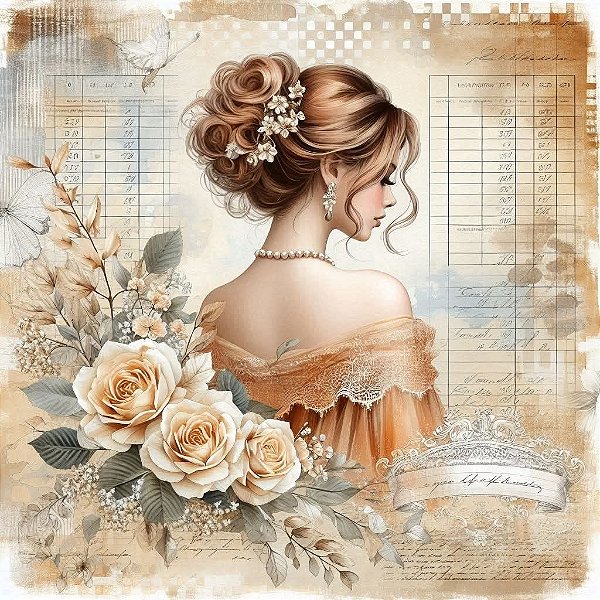 Papel Dama de costas copyart 20x20cm