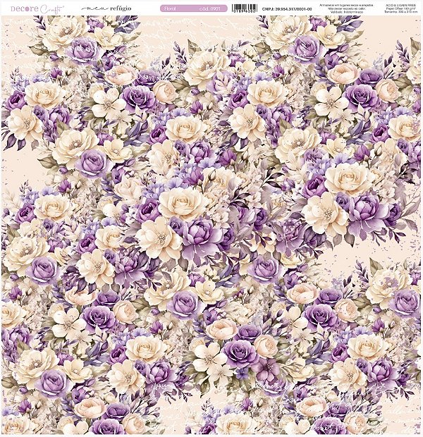 Papel de Scrap Dupla Face -0901- Meu refúgio - Floral