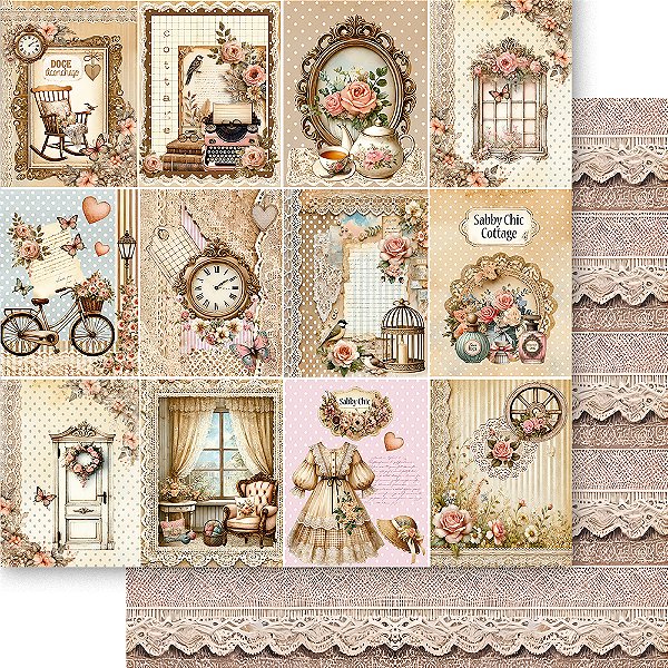 Papel Scrapbook - SD-1377 - Litoarte - Conjunto Aconchego 30,5 x 30,5cm