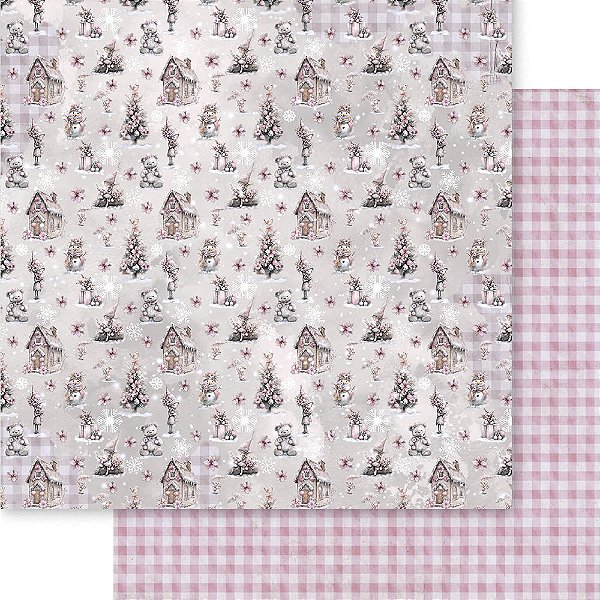 Papel Scrapbook - SDN-203 - Litoarte - Coleção Pink Christmas 30,5 x 30,5cm