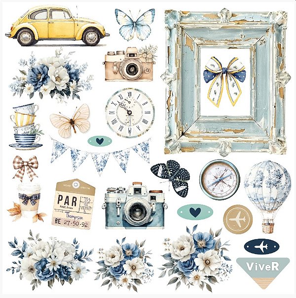 Papel para Scrapbook - Cód-1000 - Recortes Fusca - Coleção Serenity