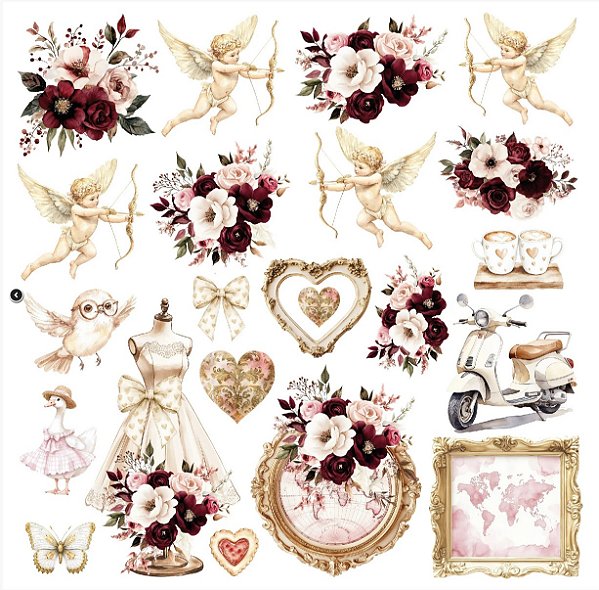 Papel de Scrapbook - Cod 1201 - Recortes Anjos - Meu aconchego