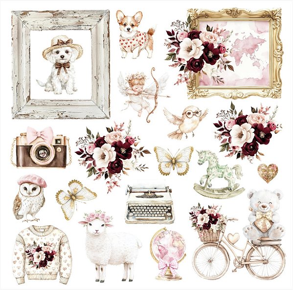 Kit de Papéis para Scrapbook - MEU 001 - Coleção Meu Aconchego 18 folhas