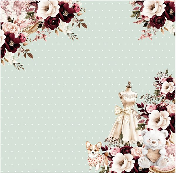 Papel de Scrapbook - Cod 1207 - Floral - Meu aconchego