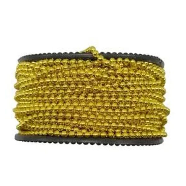 Pérola Inteira (tipo aljofre) em ABS 3mm - 1 m - Dourado