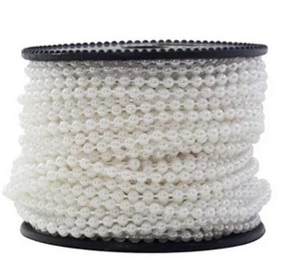 Pérola Inteira (tipo aljofre) em ABS 3mm - 1 m - Branco