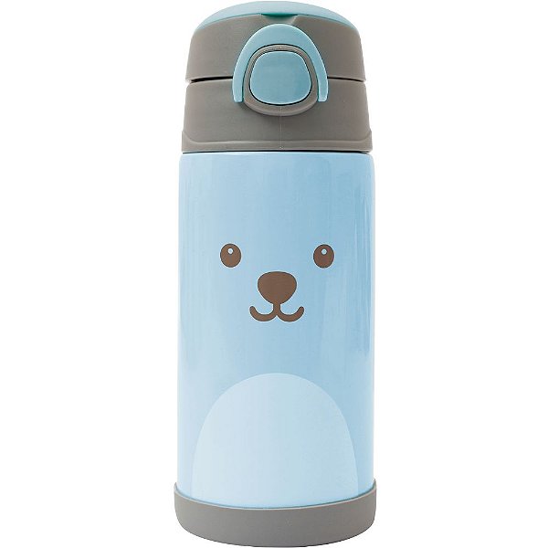 Copo Térmico Parede Dupla Com Canudo Gumy Azul Buba