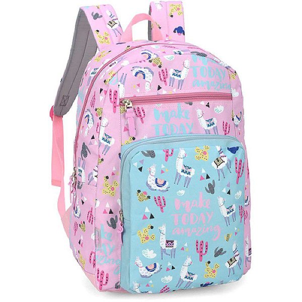 Mochila Escolar Up 4 You Lhama Grande 2 Bolsos