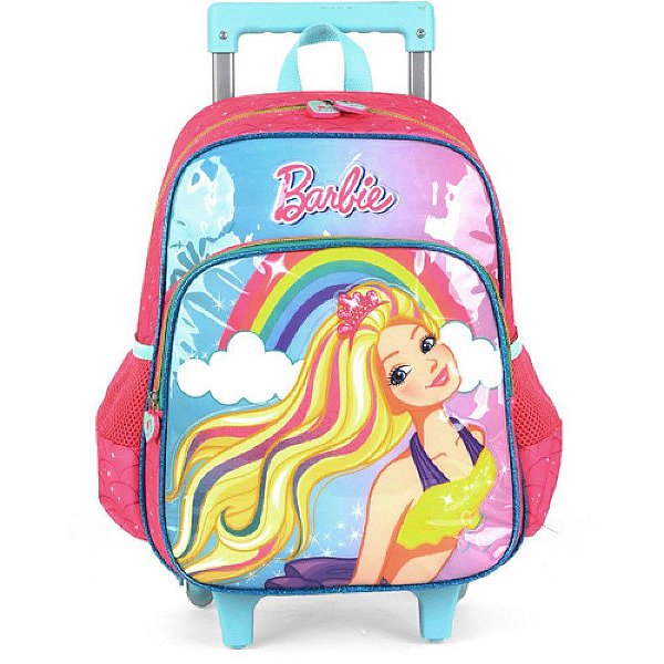 Mochila de Carrinho Barbie Grande 2 Bolsos Turquesa Luxcel