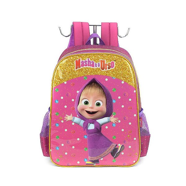 Mochila Masha e o Urso Luxcel Roxo