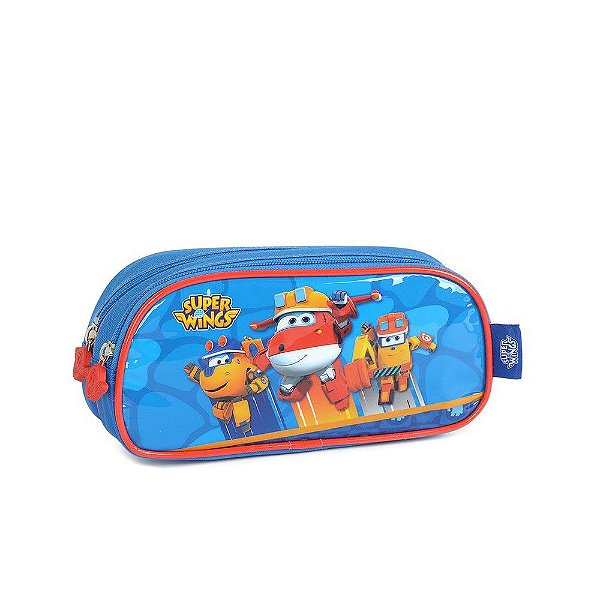 Estojo Escolar Duplo Super Wings Luxcel Azul