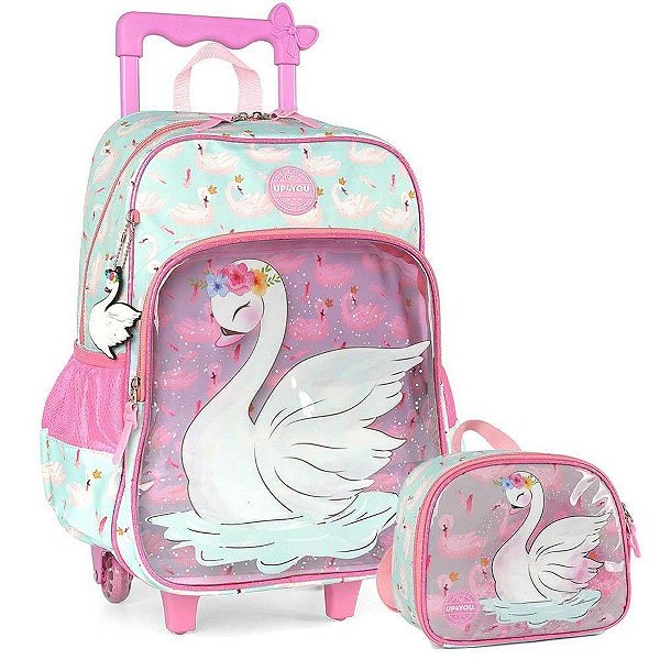 Kit Mochila de Carrinho e Lancheira Cisne Up4You Verde