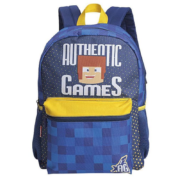 Mochila Escolar Authentic Games Média Sestini Azul