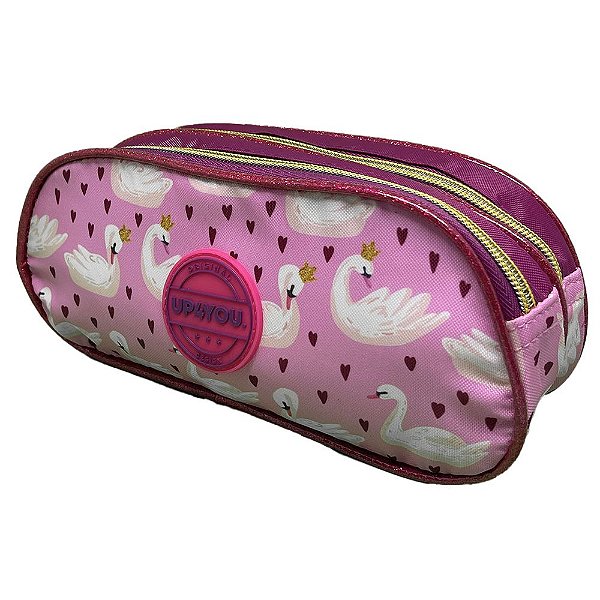 Estojo Duplo Cisne Luxcel Rosa