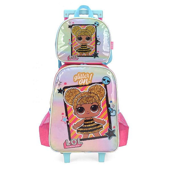 Kit Mochila de Carrinho e Lancheira Lol Luxcel Branco