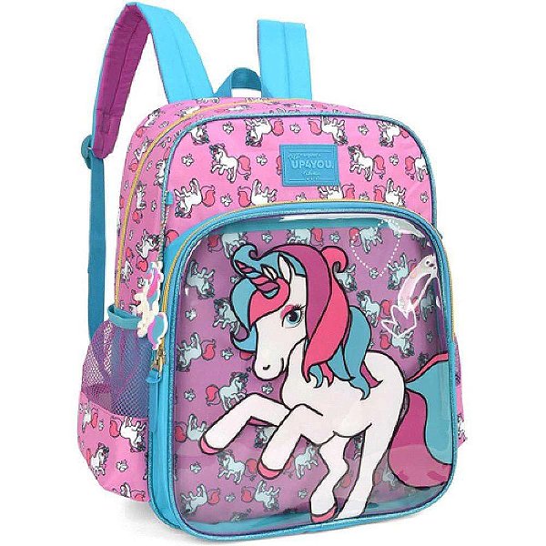 Mochila de Escolar Up 4 Petit Unicórnio Grande 3 Bolsos