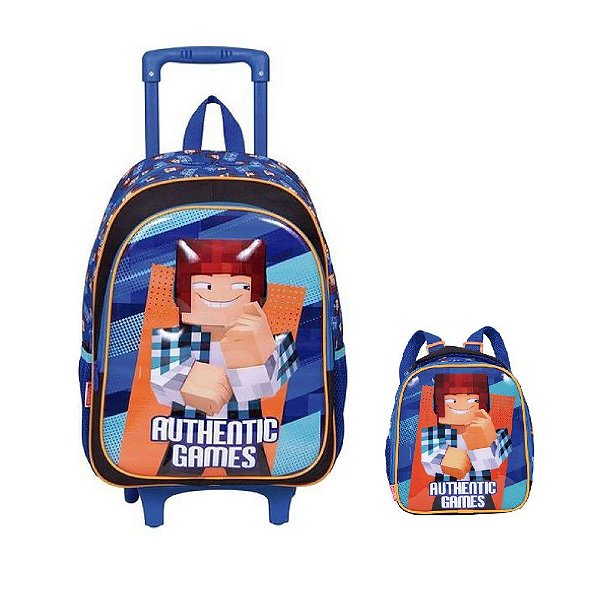 Kit Mochila Carrinho Lancheira Authentic Games Sestini Azul
