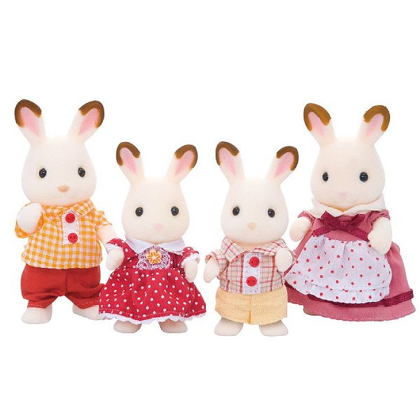 Família dos Coelhos Chocolate Sylvanian Families Epoch Magia