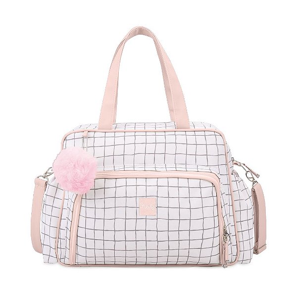 Bolsa de Maternidade Hug Grande Grid Rosa