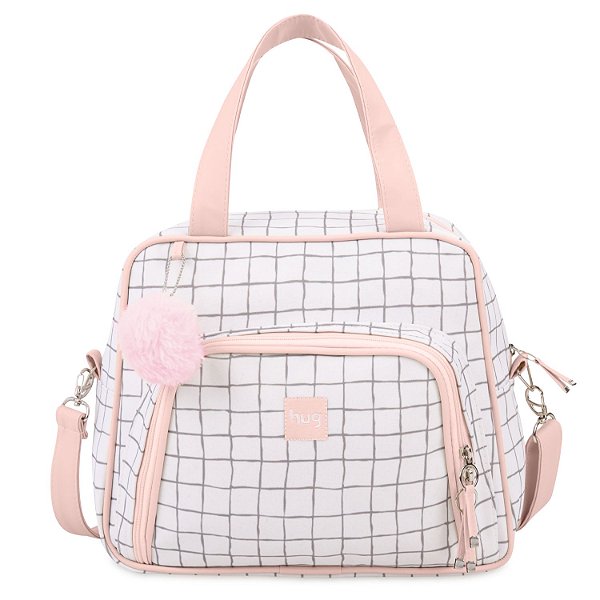 Bolsa de Maternidade Hug Média Grid Rosa