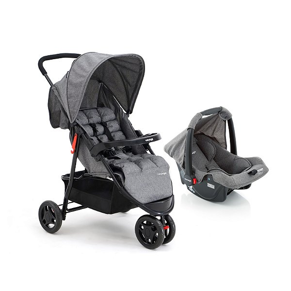 Carrinho de Bebê Com Bebê Conforto Voyage Delta Ts Duo Cinza