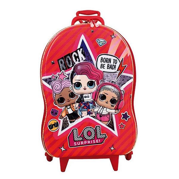 Mochila de Rodinhas 3D Maxtoy Lol MC Vermelho