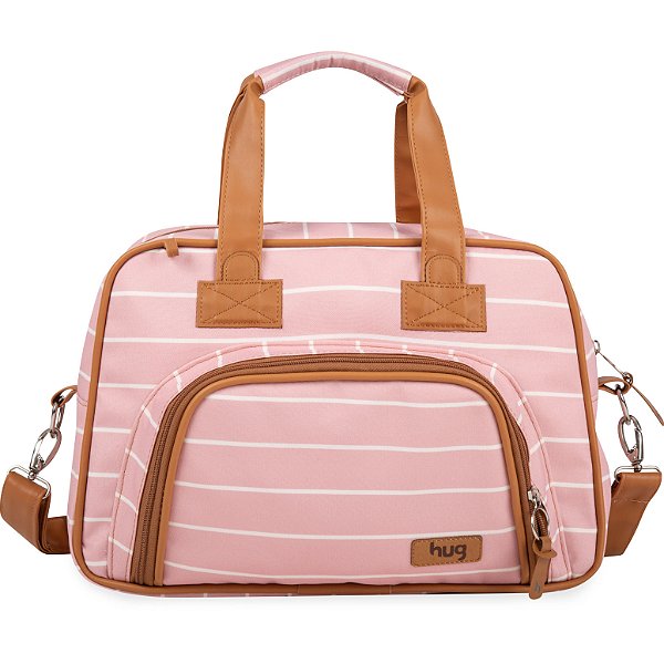 Bolsa de Maternidade Hug Média Listrada Rosa