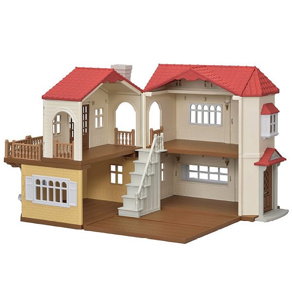 Casa Telhado Vermelho Com Luzes Sylvanian Families