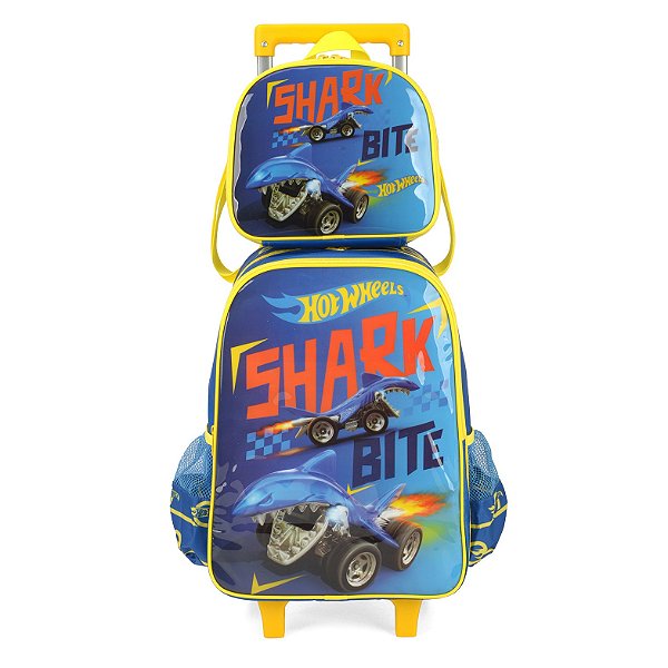 Kit Mochila de Rodinhas e Lancheira Luxcel Hotwheels Amarelo