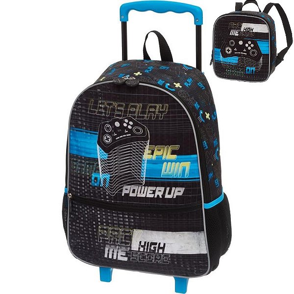 Kit Mochila de Rodinha Lancheira Pack Me High Score Pacific