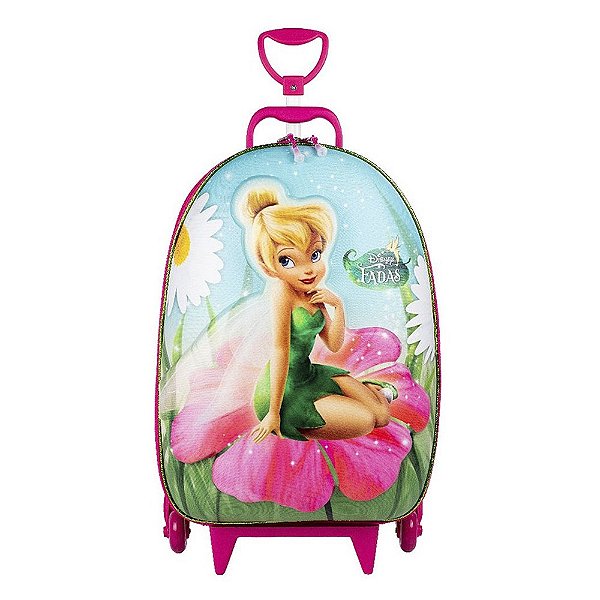 Mochila de Rodinhas 3D Sininho Maxtoy Rosa