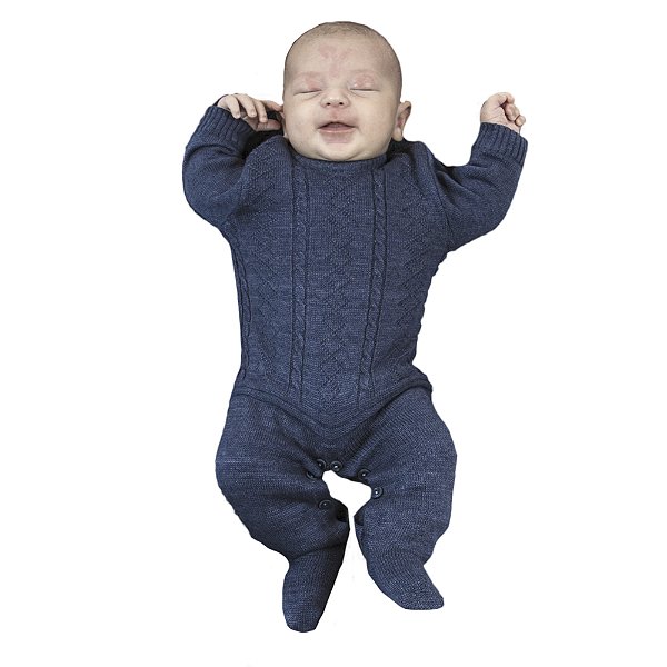 Saída de Maternidade Tricô Kids Texturizada Azul Mescla