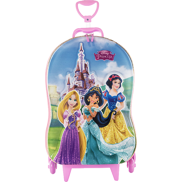 Mochila de Rodinhas 3D Maxtoy Princesas Castelo Rosa