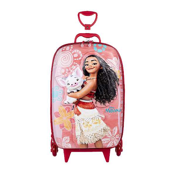 Mochila de Rodinhas 3D Maxtoy Princesa Moana Vermelho