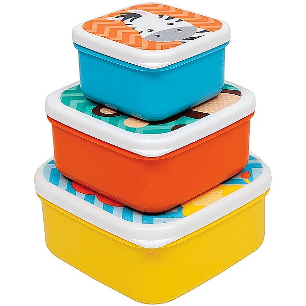 Kit Alimentação Buba 3 Potinhos Animal Fun Amarelo