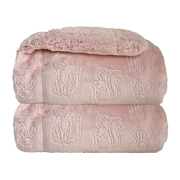 Cobertor Laço Bebê Sherpam Ferrete 90x110 Rosa Quartzo