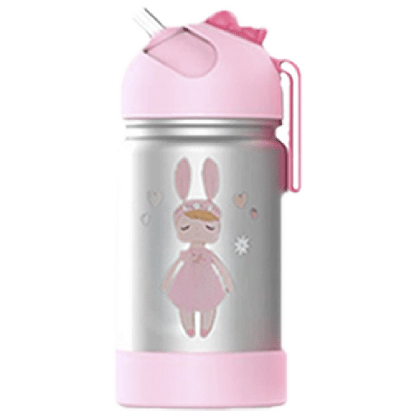 Garrafa Flip Témica Bup Baby Lily Bell Com Alça Rosa