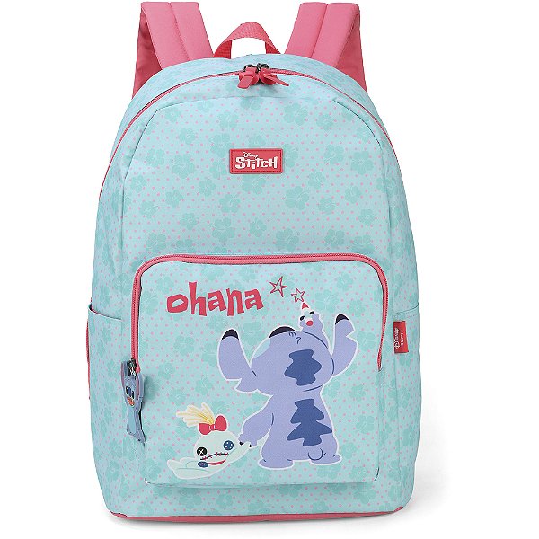 Mochila de Costas Luxcel Stitch Ohana Azul Turquesa e Rosa