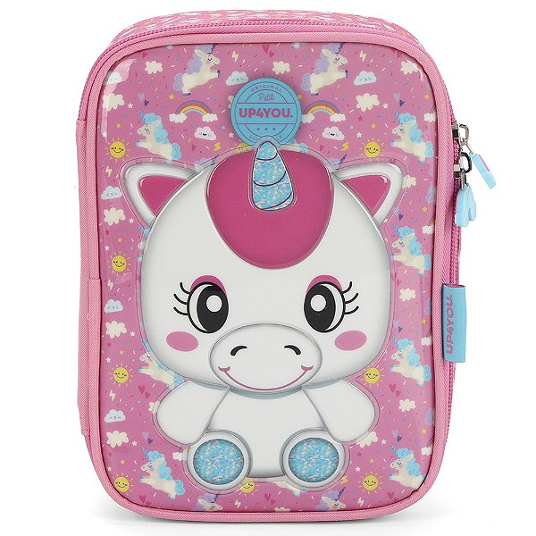 Estojo Box 100 Pens Luxcel Up4You Unicórnio Pink